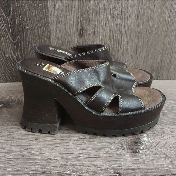 Vintage Shoes - Coasters Vintage 90s Chunky Platform Heel Sandal